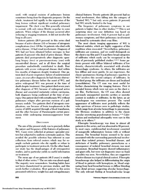 Pulmonary Wegener's Granulomatosis*