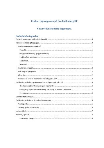 Evalueringsopgaven på Frederiksberg HF Naturvidenskabelig ...