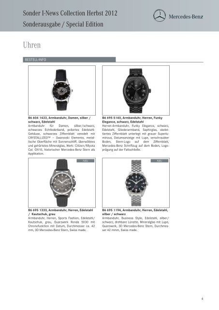 Sonder I-News Collection Herbst 2012 - Mercedes-Benz