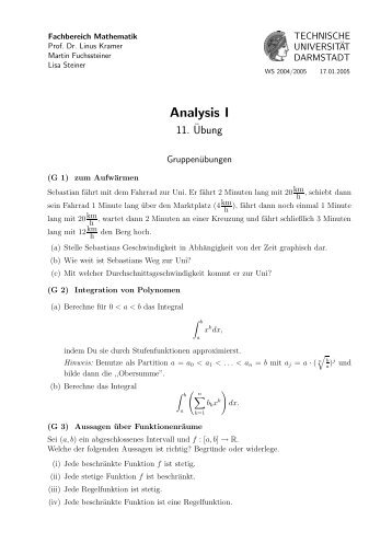 Analysis I - Fachbereich Mathematik - Technische Universität ...