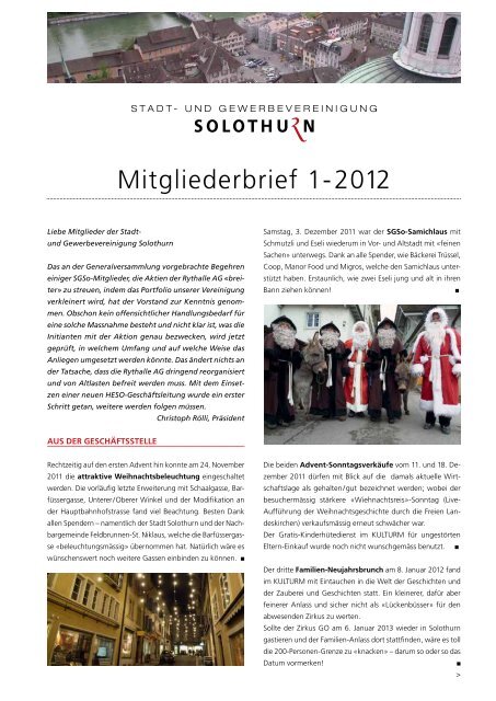 Infobrief 1-2012 - Stadt- und Gewerbevereinigung Solothurn