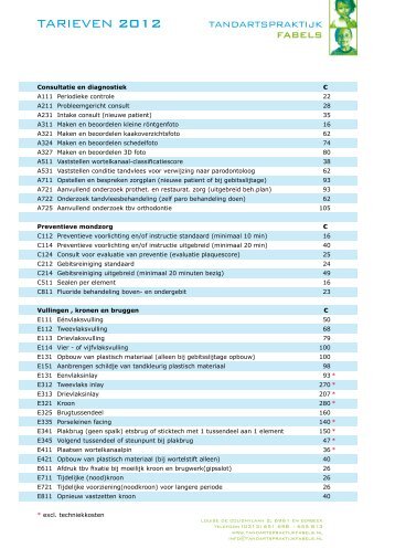 tariEVEn 2012 - Tandartspraktijk Fabels