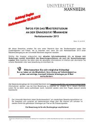 Masterbroschüre Universität Mannheim - Zulassungsstelle ...