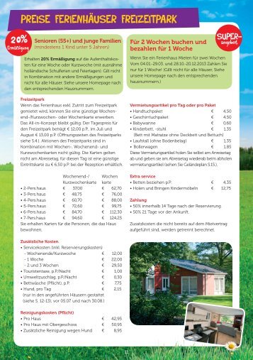 PREISE FERIENHÄUSER FREIZEITPARK 20% - Drouwenerzand