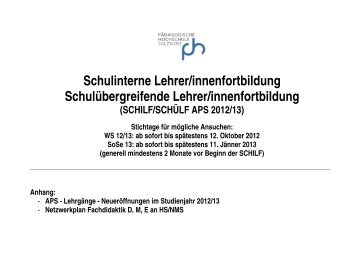 Programm SCHILF APS - Pädagogische Hochschule Salzburg