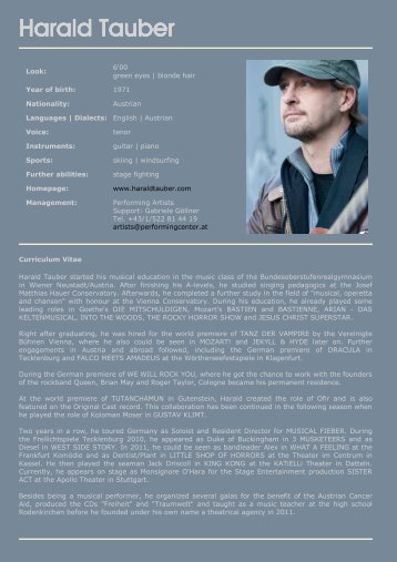 Curriculum vitae - Harald Tauber