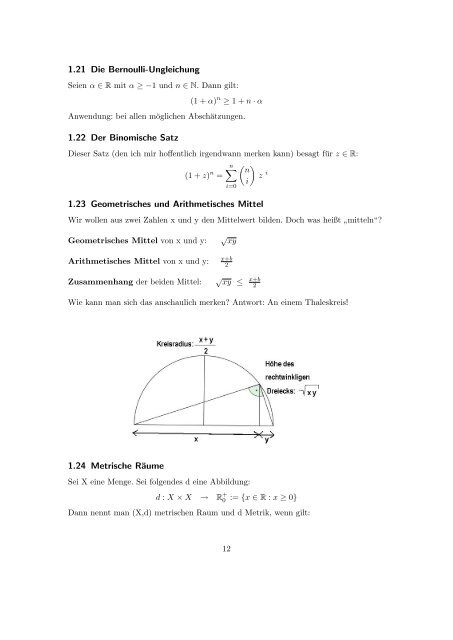 Lernübersicht Analysis I