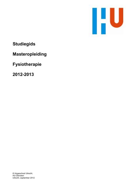 Master Fysiotherapie 2012-2013 - Hogeschool Utrecht