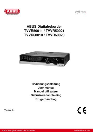 ABUS Digitalre TVVR5001 TVVR60010 / TVV ABUS Digitalrekorder ...