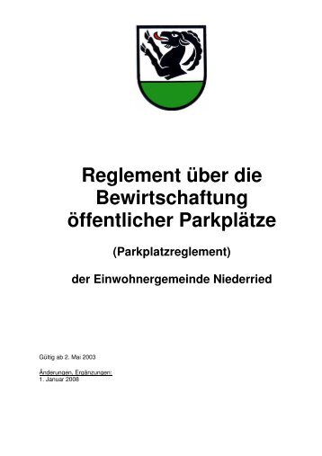Parkplatzreglement - in Niederried bei Interlaken