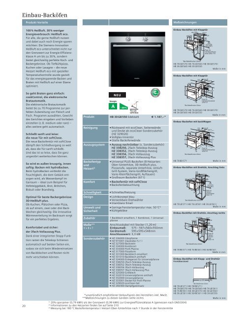 Verkaufshandbuch Einbaugeräte 2012 - Siemens