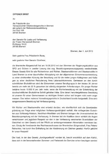 Offener Brief an OLG-Präsidentin und Justizsenator - Verein ...