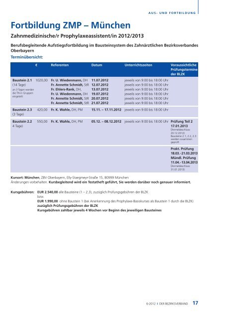 DER BEZIRKSVERBAND - Zahnärztlicher Bezirksverband Oberbayern