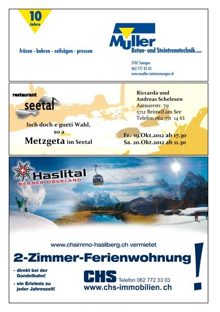 Das informative Monatsmagazin für Menziken 10 / 2012 - dorfheftli