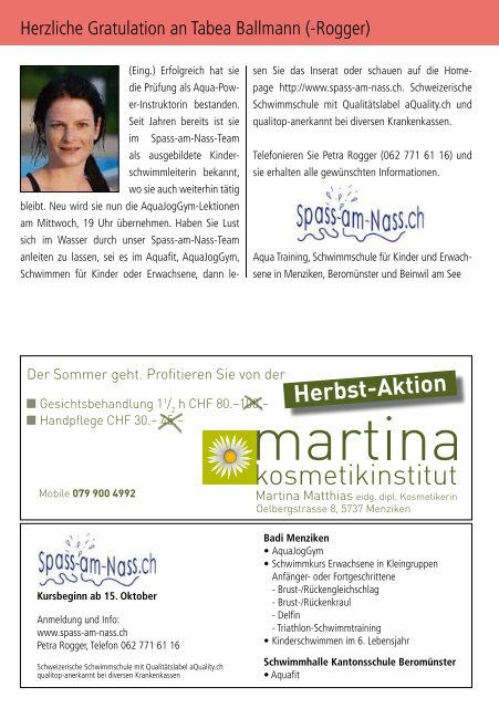 Das informative Monatsmagazin für Menziken 10 / 2012 - dorfheftli