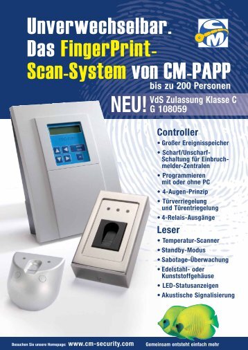 Unverwechselbar. Das FingerPrint- Scan-System von CM-PAPP