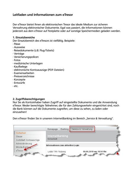 Leitfaden und Informationen zum eTresor - Raiffeisenbank ...