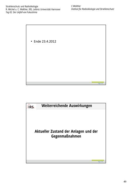 Der Unfall von Fukushima 2 - IRS - Leibniz Universität Hannover