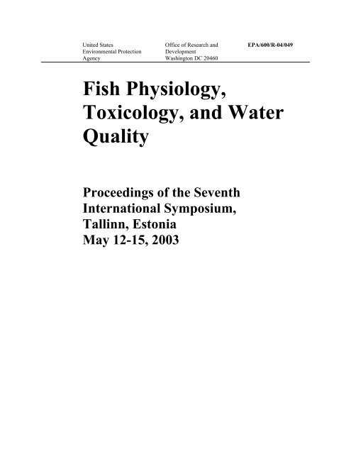 Fish Physiology, Toxicology, and Water Quality - Montana Water ...