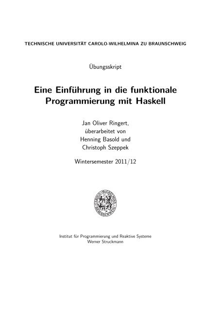 Eine Einführung in die funktionale Programmierung mit Haskell