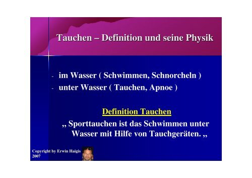 Tauchen – Definition und seine Physik - VIP-Divepoint