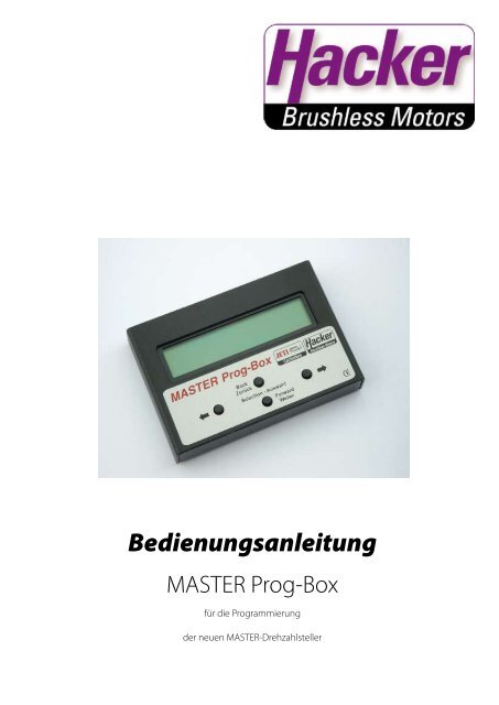 Bedienungsanleitung - Hacker Motor GmbH