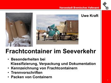 Vortrag Frachtcontainer im Seeverkehr