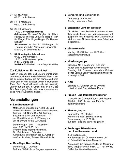 Pfarrblatt Nr. 10 - Pfarrei Schmitten