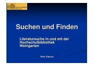 Suchen und Finden - Hochschulbibliothek Weingarten