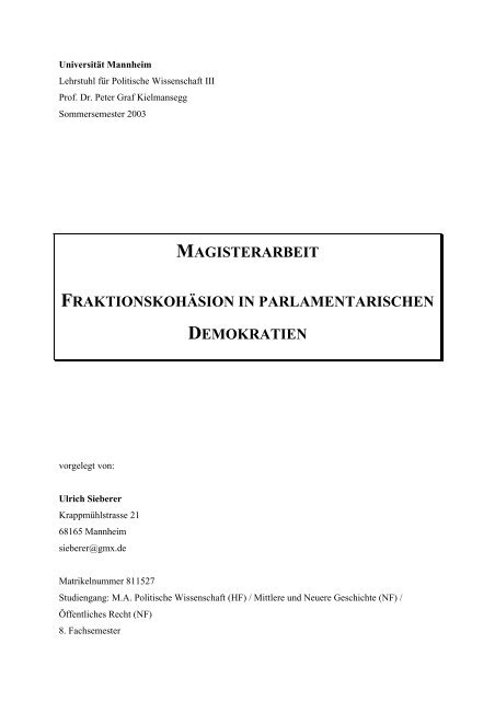 Arbeit als PDF anzeigen - Mzes - Universität Mannheim