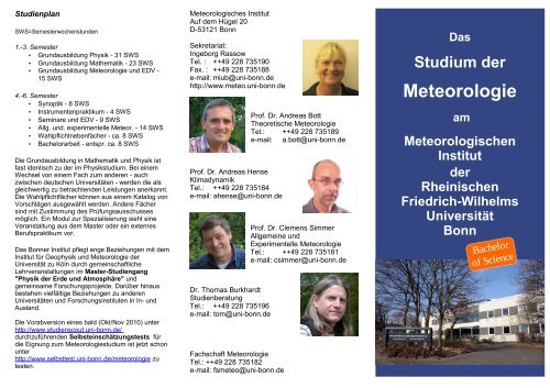 Faltblatt "Studium der Meteorologie" - Meteorologisches Institut der ...