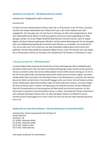 Spielbericht vom Spiel FSV - VfB Wölbattendorf (21.10.2012 ...
