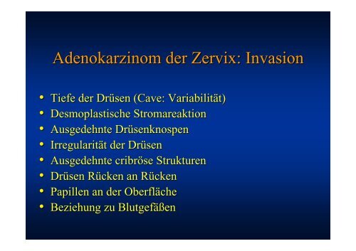 Neoplasien der Cervix uteri: