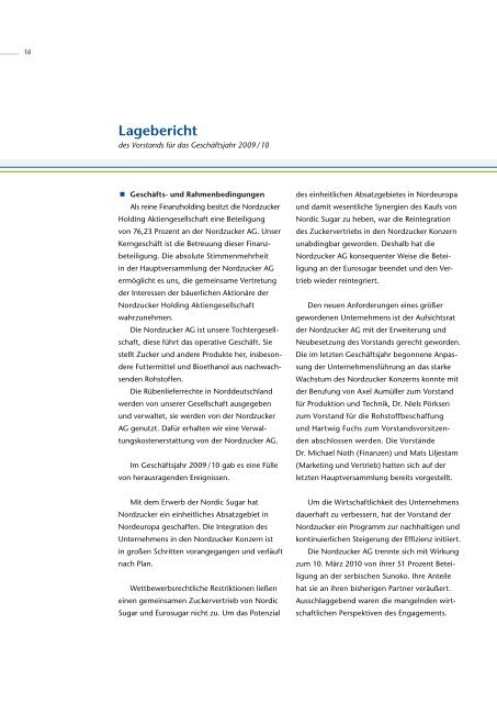 Geschäftsbericht 2009 / 10 - Nordzucker AG