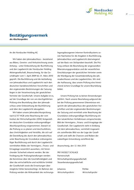 Geschäftsbericht 2009 / 10 - Nordzucker AG
