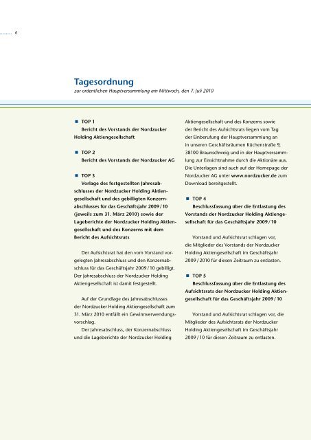 Geschäftsbericht 2009 / 10 - Nordzucker AG