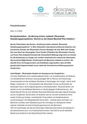 Buchpräsentation: „Ernährung sichern weltweit. Ökosoziale ...