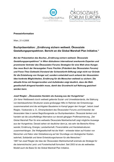 Buchpräsentation: „Ernährung sichern weltweit. Ökosoziale ...