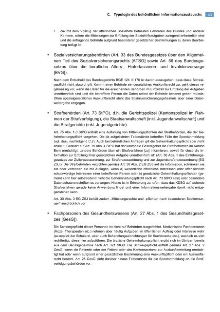 Informationsaustausch unter Behörden - Justiz-, Gemeinde - Kanton ...