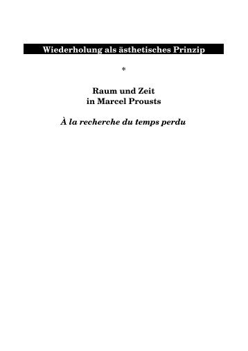 Wiederholung als ästhetisches Prinzip - Marcel-Proust-Gesellschaft