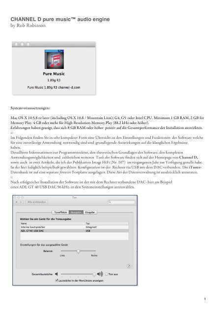 Channel D Pure Music Review | Channel D Pure Vinyl Software and Seta ...