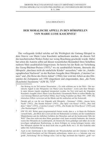 der moralische appell in den hörspielen von marie luise kaschnitz1