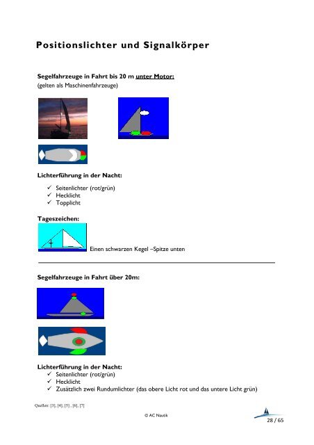 Positionslichter und Signalkörper