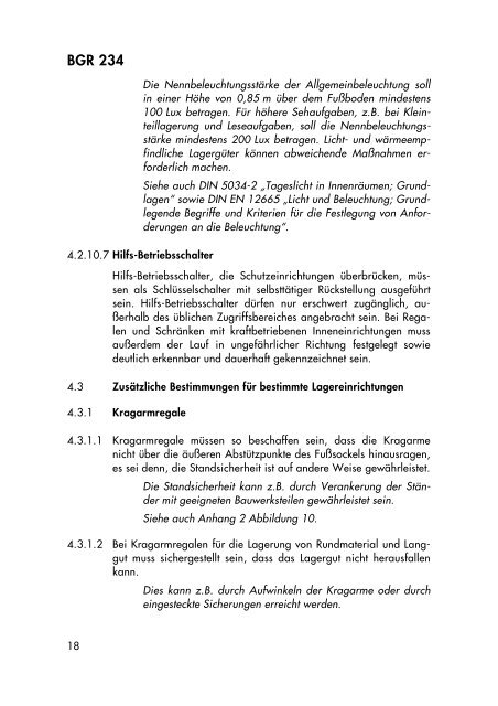 Berufsgenossenschaftliche Regeln BGR 234