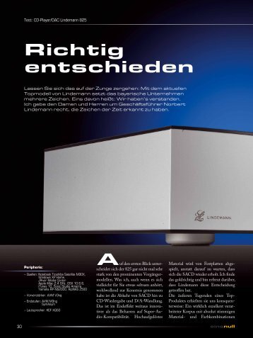 „einsnull“ Ausgabe 01/2011 - Lindemann audiotechnik GmbH