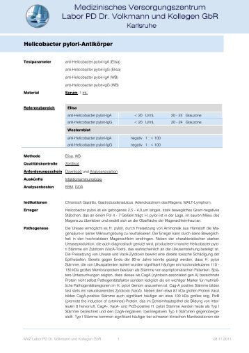 Helicobacter pylori-Antikörper - MVZ Labor PD Dr. Volkmann und ...