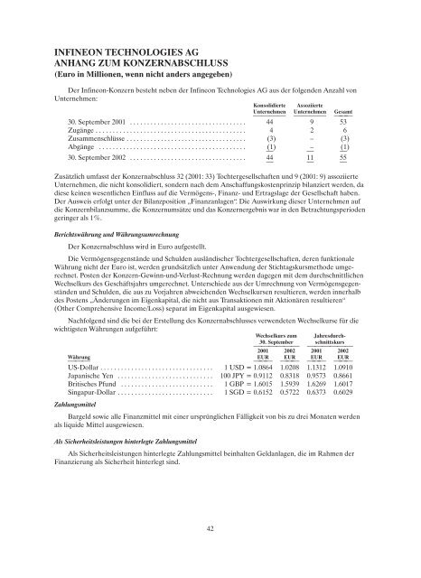 konzernjahresabschluss und konzernlagebericht 2002 - Infineon