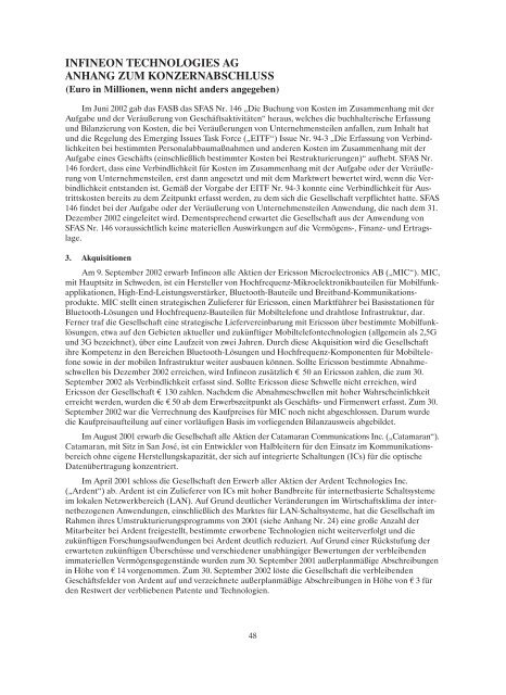 konzernjahresabschluss und konzernlagebericht 2002 - Infineon