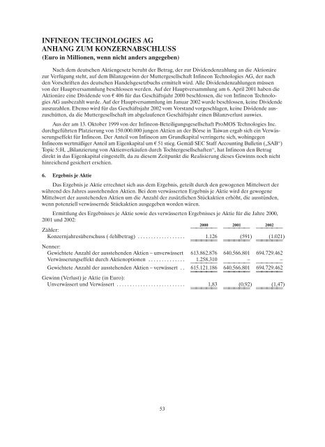 konzernjahresabschluss und konzernlagebericht 2002 - Infineon