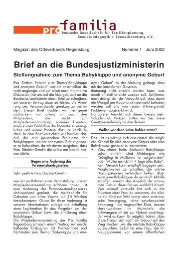 Brief an die damalige Justizministerin Brigitte Zypries - Regensburg ...